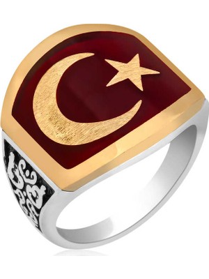 Gumush ​gümüş Ay Yıldız Erkek Yüzük