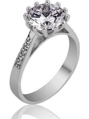 Gumush Gümüş Tek Taş Kadın Yüzük