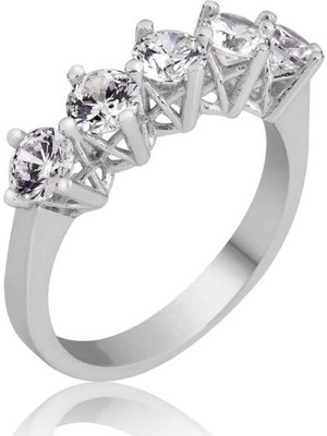 Gumush Gümüş 5 Taş Kadın Yüzük