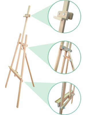 Berk Stüdyo Tipi Kayın Şövale 175 cm Kutulu
