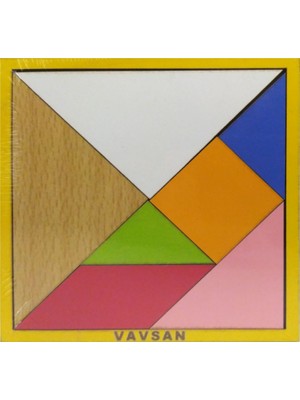 Vavsan Ahşap Renkli  Tangram 12x12cm Eğitici Montessori Oyuncak