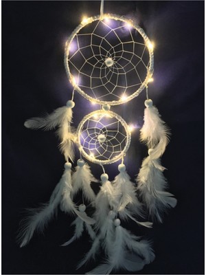 Hediye Ofisi 2li Dream Catcher Düş Kapanı Led Işıklı Rüya Yakalayan Avcı Balkon Bahçe Rüzgar Çanı