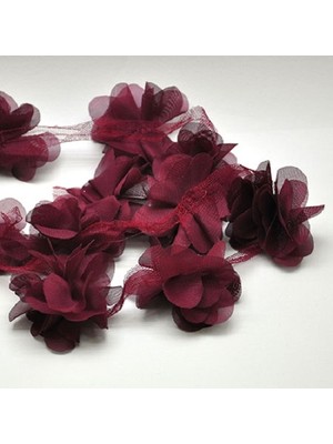 Kına Malzemecim Lazer Kesim Organze Kumaş Gül Bordo 9 Metre 120 Adet