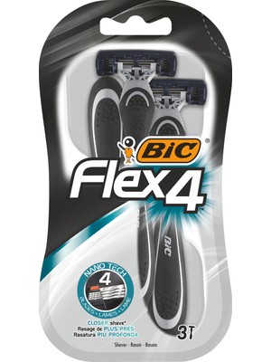 Bic Flex 4 Tıraş Bıçağı 3'lü (4 Bıçak) Kullan-At Özellikli Erkek Tıraş Bıçağı