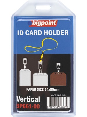 Bigpoint Kart Kabı Soft Dikey Şeffaf 54x85 mm 1 Adet Evrak Düzenleyici