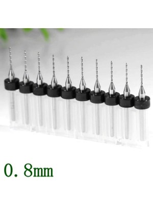 Profi̇sher Tungsten Karbür Uçlu Freze Pcb Mikro/mini Matkap Uç 0,8 mm x 10'lu Set