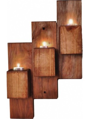 Umut Park Ahşap Duvar 3'lü Mumluk