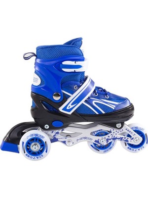 Furkan Toys F-Sports  Mavi Ayarlabilir 2+2 Işıklı Metal Alıştırma Pateni Çanta