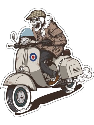 Sticker Atölyesi Vespa Kurukafa Sticker - 13003