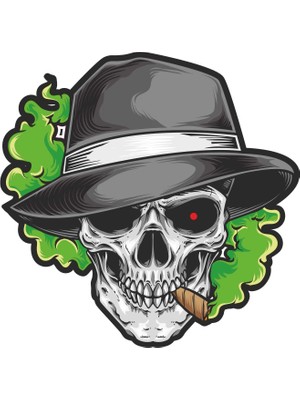 Sticker Atölyesi Şapkalı Kurukafa Sticker - 13028