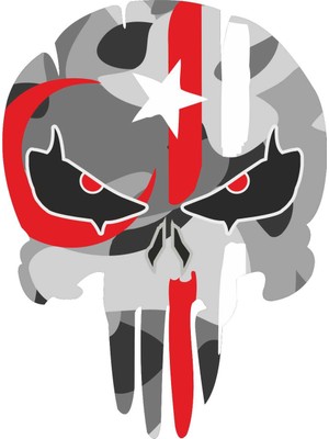 Sticker Atölyesi Kamuflaj Asker Punisher Ay Yıldız Türk Bayrak Kurukafa Sticker - 13073