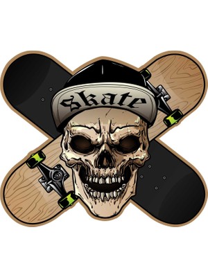 Sticker Atölyesi Kaykay Skateboard Kurukafa Sticker  - 13050