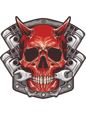 Sticker Atölyesi Motorcu Şeytan Kurukafa Sticker - 13054