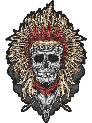 Sticker Atölyesi Kızıldereli Kurukafa Sticker - 13059