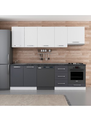 Minar 255 cm Mutfak Dolabı Beyaz Antrasit 255-A13