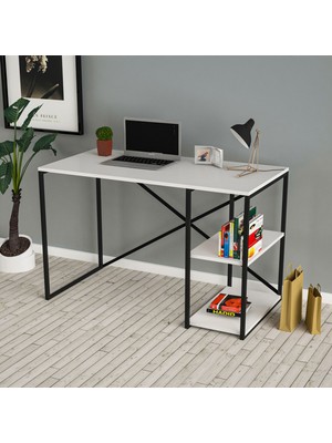 Cosargroup Çalışma Masası Kitaplıklı Metal Bilgisayar Laptop Ofis Masası