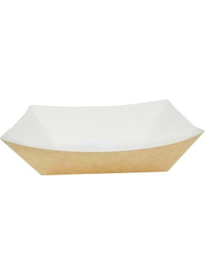 Ambalaj Pazarı 50'li Kraft Kayık Tabak 7X10,5X4 cm Doğa Dostu Beyaz ve Kraft Renkli