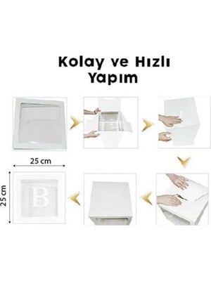 Hayaller Dükkanı One Yazılı Demonte 25 cm Şeffaf Kutu Set Mavi