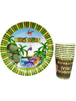 Hayaller Dükkanı Sevimli Dinazorlar Tabak Bardak Set