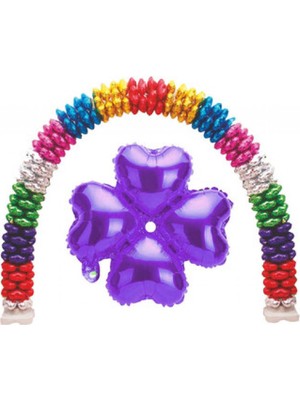 Hayaller Dükkanı Folyo Balon Kalp Çiçek Modeli Mor 18ınc Pk1