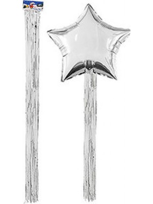 Hayaller Dükkanı Balon Püskülü Metalize Yapışkanlı 4 Lü Set 90 cm Gümüş Pk:4