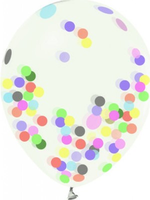 Hayaller Dükkanı Balon Düz 12 Inc Şeffaf Konfetili (Konfetileri Rengarenk) Pk:4