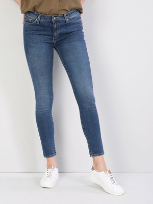 Colins 759 LARA Orta Bel Dar Paça Super Slim Fit Mavi Kadın Jean Pantolon