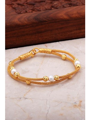 Sümer Telkari Altın Yaldızlı Dorissa Kazaziye İşlemeli Gümüş Bileklik