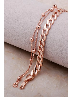 Sümer Telkari Kombin Rose Gümüş Gurmet Zincir Bileklik