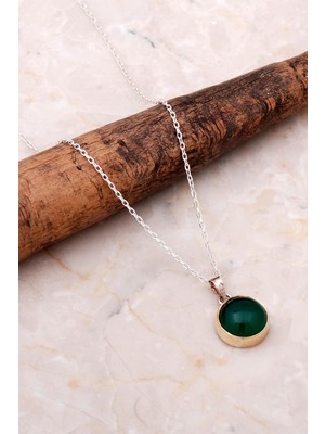 Sümer Telkari Yeşim Elişi Trend Gümüş Kolye 6938