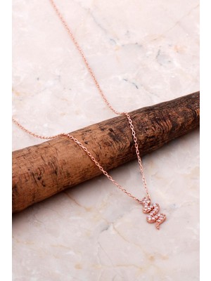 Sümer Telkari Rose Gümüş Yılan Kolye 7004