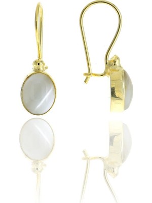 Sümer Telkari Sedef Altın Yaldızlı Elişi Gümüş Küpe