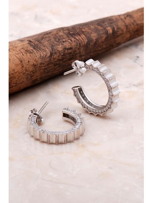 Sümer Telkari Taşlı 19 mm Gümüş Halka Küpe