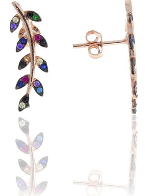 Sümer Telkari Başak Rose Gümüş Mix Taşlı Küpe