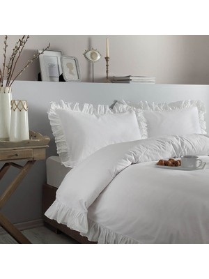 Linens White Collection Casual Fırfırlı Çift Kişilik Nevresim Kılıfı