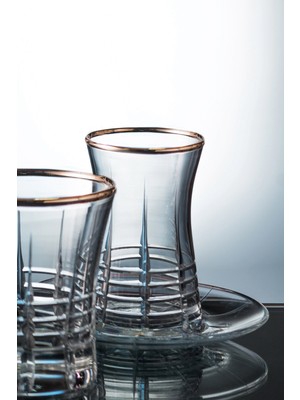 Roya Home Helen Platin 6 Kişilik 12 Parça Çay Bardak Seti