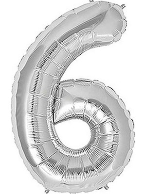 PartiG Rakam Folyo Balon 6 Gümüş 100 cm (Rps)