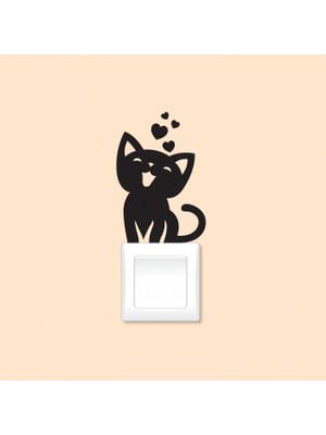 Artikel Mutlu Kedi Priz Sticker 21X29 Cm, Elektrik Düğmesi Sticker