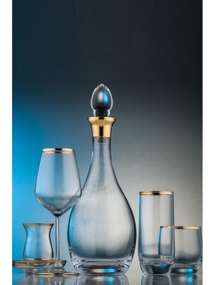 Kcd Bolero Altın 31 Parça Cam Sofra Sunum Çeyiz Seti Su Bardak Takımı Kesme El Dekor