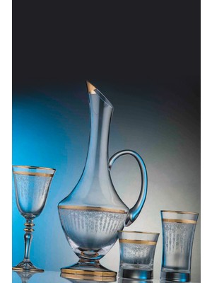 Kcd Efruz Altın 61 Parça Cam Sofra Sunum Çeyiz Seti Su Bardak Takımı Kesme El Dekor