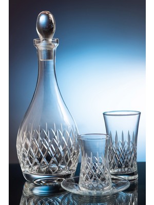 Kcd Delux Sade Kesme El Dekor Yaldızlı Desenli Kapaklı Cam Şişe Karaf Sürahi