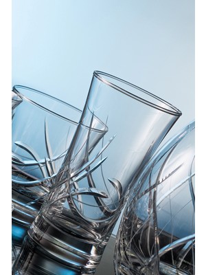 Kcd Melodi  Kesme El Dekor Yaldızlı 6 Adet Desenli Su ve Meşrubat Bardak Takımı