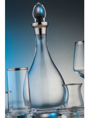 Kcd Bolero Platin Kesme El Dekor Yaldızlı Desenli Kapaklı Cam Şişe Karaf Sürahi