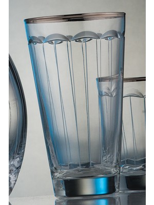 Kcd Zerafet Platin Kesme El Dekor Yaldızlı 6 Adet Desenli Su ve Meşrubat Bardak Takımı