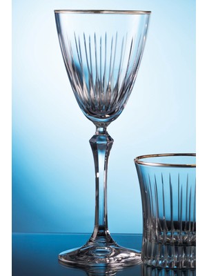 Kcd Lavita Platin Kesme El Dekor Yaldızlı Desenli Cam 6 Adet Ayaklı Bardak Kadeh