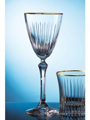 Kcd Lavita Altın Kesme El Dekor Yaldızlı Desenli Cam 6 Adet Ayaklı Bardak Kadeh