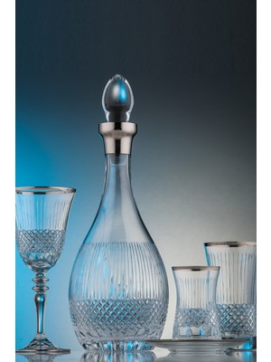 Kcd Antik Platin 31 Parça Cam Sofra Sunum Çeyiz Seti Su Bardak Takımı Kesme El Dekor