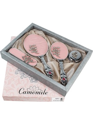Camomile Lüks Gelin Ayna Fırça Tuvalet Takımı (Pembe Model 4 )