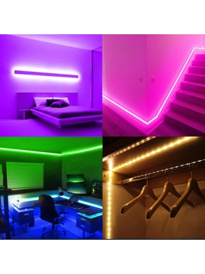 İntec 3 Çipli Rgb Şerit LED Iç Mekan LED 5 Metre Kuruluma Hazır Set