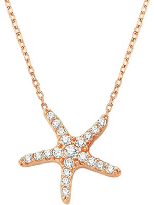 Altın Sepeti Rose Gümüş Taşlı Deniz Yıldızı Kolye G869KL